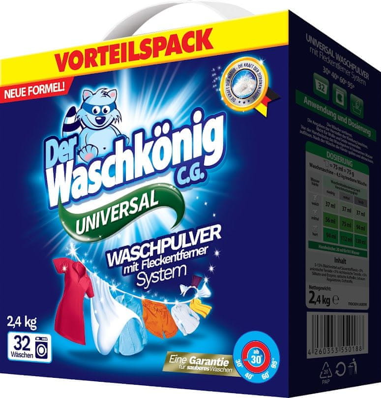 Waschkönig Universal prací prášek, 32 praní, 2,4 kg