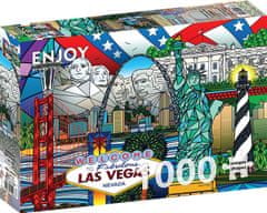 ENJOY Puzzle Koláž amerických památek 1000 dílků