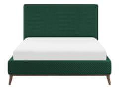 Beliani Sametová postel 140 x 200 cm tmavě zelená BAYONNE