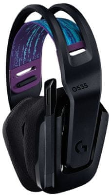 Logitech G535 profesionální herní sluchátka, integrované mikrofony certifikace Discord bezdrátová PC konzole telefon hudba hry virtuální prostorový zvuk