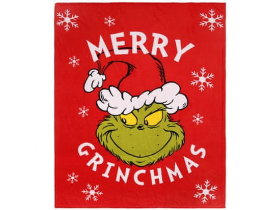 sarcia.eu Vánoční deka / přehoz Grinch, červená, měkká, 130x160m