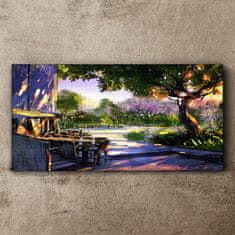 COLORAY.CZ Obraz na plátně Stromy květiny kopec slunce 120x60 cm