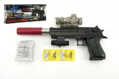 Teddies  Pistole plast/kov 33cm na vodní kuličky + náboje 9-11mm na baterie se světlem