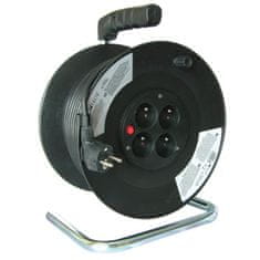 Solight prodlužovací přívod na bubnu, 4 zásuvky, 50m, černý kabel, 3x 1,5mm2, PB02