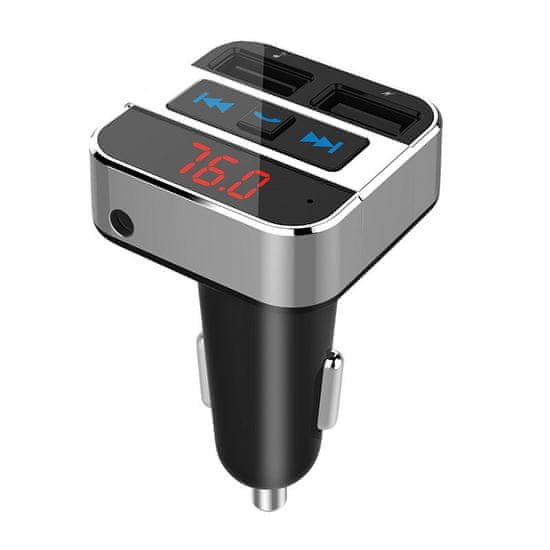 Solight FM transmitter s bluetooth připojením do auta, 2x USB + handsfree, BT02