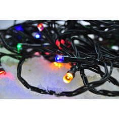 Solight LED venkovní vánoční řetěz, 100 LED, 10m, přívod 3m, 8 funkcí, časovač, IP44, vícebarevný, 1V101-M
