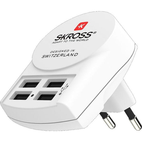 Skross USB nabíjecí adaptér 4-Port EU, 4x USB-A, 24W, typ C, DC26
