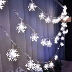 HADEX Vánoční osvětlení řetěz sněhové vločky, 10m 100LED, studená bílá