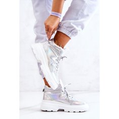 Sportovní stříbrné zateplené boty Joenne velikost 38