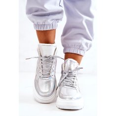 Sportovní stříbrné zateplené boty Joenne velikost 38