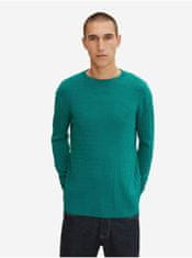 Tom Tailor Zelený pánský basic svetr s příměsí vlny z jaka Tom Tailor L