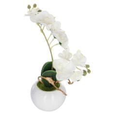 Atmosphera Bílá umělá orchidej ve květináči, 25 cm
