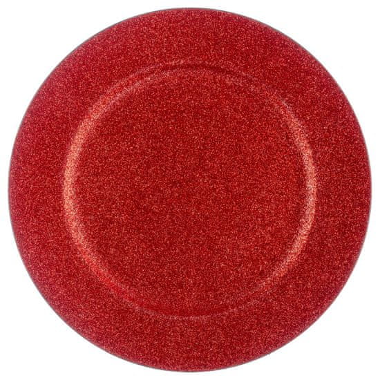 Feeric Lights Dekorativní talíř, červený, třpytivý, O 33 cm