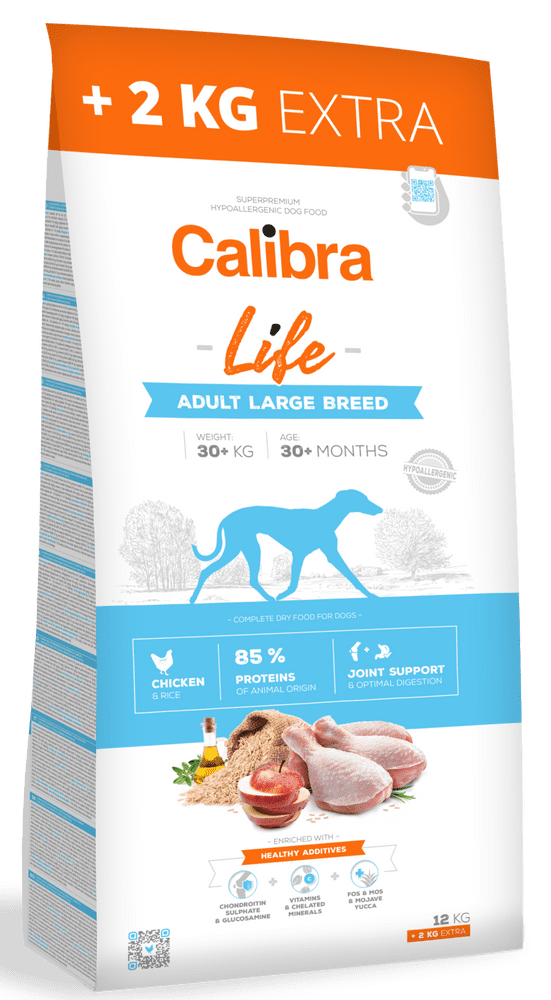 Levně Calibra Dog Life Adult Large Breed Chicken 12 kg + 2 kg