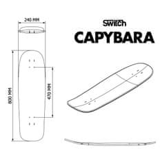 Switch Boards Deck longboardboardový Switch Capybara Bubbles pro cruising a surfing 31.8", 5mm rocker, 3D grafika, PU sidewalls, voděodolný, vrstva proti poškrábání