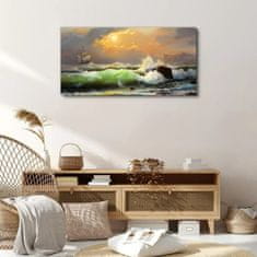 COLORAY.CZ Obraz na plátně Vlny loď slunce 100x50 cm