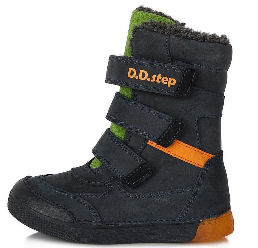 D-D-step chlapecká zimní kožená kotníčková obuv W068-47 tmavě šedá 34