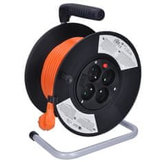 Solight prodlužovací přívod na bubnu, 4 zásuvky, 20m, oranžový kabel, 3x 1,5mm2, PB09