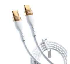 3MK Data kabel Hyper Silicone USB-C/USB-C (PD), 100W, 5A, 2m, bílá