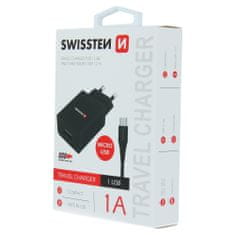 SWISSTEN Swissten Síťový Adaptér Smart Ic 1X Usb 1A Power + Datový Kabel Usb / Micro Usb 1,2 M Černý 8595217464490