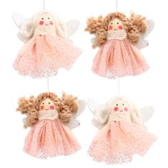 Chomik Sada vánočních ozdob andělé v růžových šatech (4 kusy)