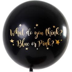 MojeParty Balón latexový Jumbo Gender Reveal konfety růžové Holka 90 cm 1 ks