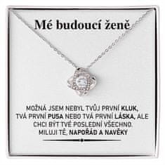 Lovilion Dámsky náhrdelník se zirkoniovými krystaly a kartička se zprávou "Mé budoucí ženě", Dárek k Valentýnu, Valentýn 2024, Dárek na Valentýna | RIVEN