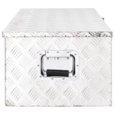 Vidaxl Úložný box stříbrný 90 x 47 x 33,5 cm hliník