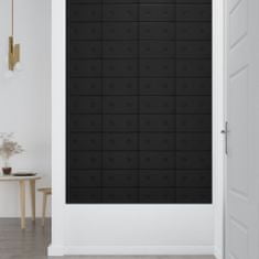 Vidaxl Nástěnné panely 12 ks černé 30 x 15 cm umělá kůže 0,54 m²