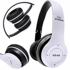 Verk 04110 Bluetooth sluchátka P47, bezdrátová sluchátka s mikrofonem a MP3 přehrávačem bílá