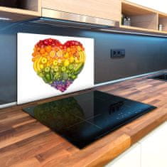 Wallmuralia Kuchyňská deska velká skleněná Zeleninové srdce 2x40x52 cm