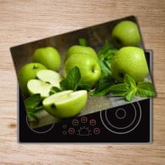 Wallmuralia Kuchyňská deska velká skleněná Zelená jablka 80x52 cm