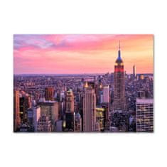 Wallmuralia Foto obraz skleněný horizontální New York západ 100x70 cm 4 úchytky