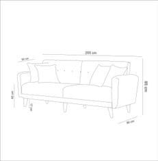 Hanah Home 3-místná pohovka Aria 205 cm krémová