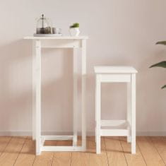 shumee Barový stolek bílý 60 x 60 x 110 cm masivní borové dřevo