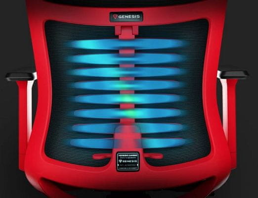 ergonomická herní židle Genesis-Gaming Astat 700 černá červená polohovatelná houpací mechanismus odolná síťovina PureFlow Plus proti pokřivení vaší páteře robustní konstrukce hliník