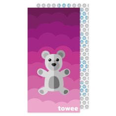 Towee Dětská rychleschnoucí osuška Teddy Bear růžová, 70 x 140 cm