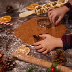 La Cucina Dortový Váleček S Gravírovaným Dřevěným Vánočním Ozdobným Vzorem Pro Sušenky Větvičky