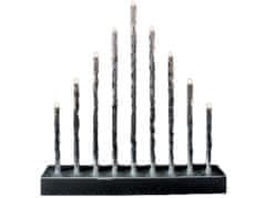 M.A.T. Group svícen vánoční 9 svíček LED,teplá BÍ,Al+ABS STŘ,26x24,8x5,7cm,3xAA baterie