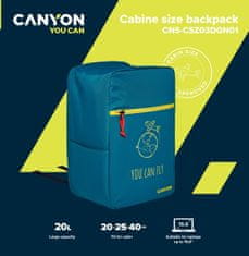 Canyon CSZ-03 batoh pro 15.6" notebook, 20x25x40cm, 20L, příruční zavazadlo, tmavě zelená