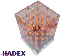 HADEX Světelná krychle LED 3D 4x4x4 dvoubarevná LED, STAVEBNICE