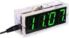 HADEX Digitální hodiny LED- zelené s teploměrem a reproduktorem STAVEBNICE