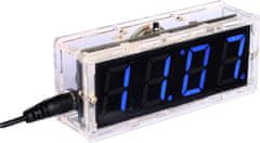 HADEX Digitální hodiny LED- modré s teploměrem a reproduktorem STAVEBNICE