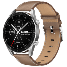 ARMODD Silentwatch 5 Pro stříbrná s koženým řemínkem + silikonový řemínek, chytré hodinky