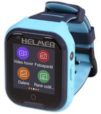 Helmer dětské hodinky LK 709 s GPS lokátorem/ dot. display/ 4G/ IP67/ nano SIM/ videohovor/ foto/ Android a iOS/ modré