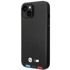 Bmw BMHMP14S22PTDK hard silikonové pouzdro iPhone 14 6.1" black Leather Stamp Tricolor MagSafe