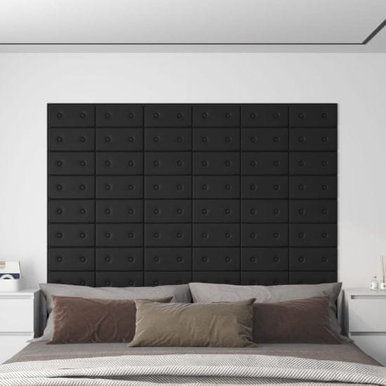 Greatstore Nástěnné panely 12 ks černé 30 x 15 cm umělá kůže 0,54 m²