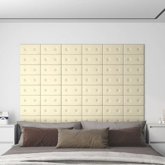 Greatstore Nástěnné panely 12 ks krémové 30 x 15 cm umělá kůže 0,54 m²
