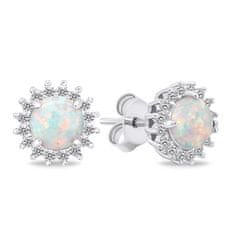 Brilio Silver Nádherný set šperků s opály SET231W (náušnice, přívěsek)