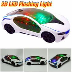 INTEREST Sportovní 3D auto se zvuky a světelnými světly - Barva bílá (K134211)